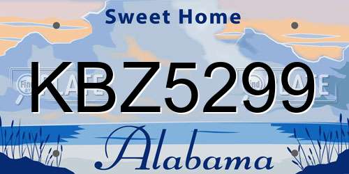KBZ5299 Alabama License Plate