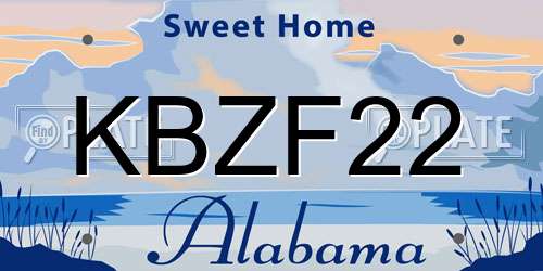 KBZF22 Alabama License Plate