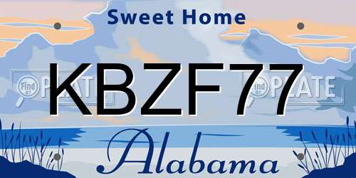 KBZF77 Alabama License Plate