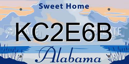 KC2E6B Alabama License Plate