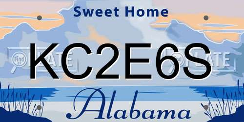 KC2E6S Alabama License Plate