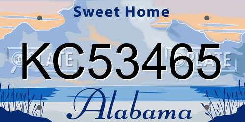KC53465 Alabama License Plate