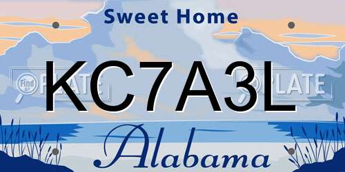 KC7A3L Alabama License Plate