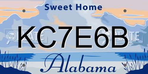 KC7E6B Alabama License Plate