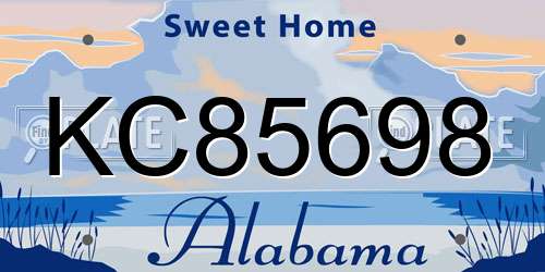 KC85698 Alabama License Plate