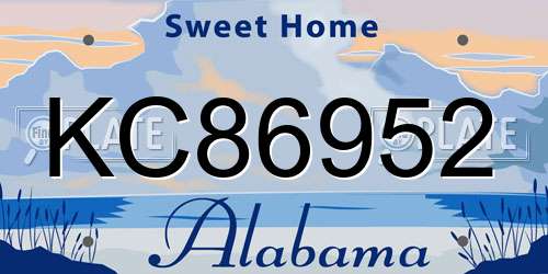 KC86952 Alabama License Plate