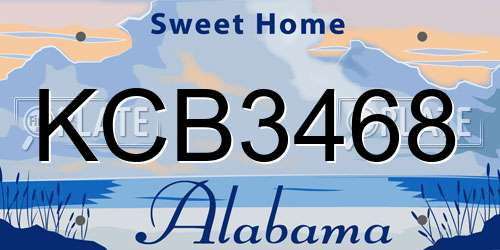 KCB3468 Alabama License Plate