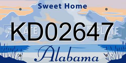 KD02647 Alabama License Plate