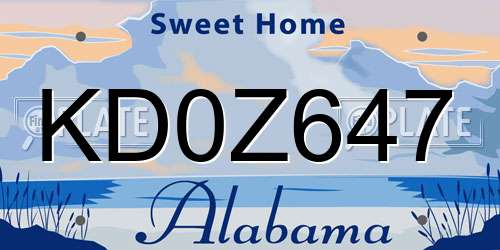 KD0Z647 Alabama License Plate