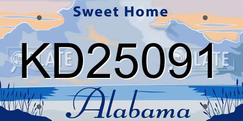 KD25091 Alabama License Plate