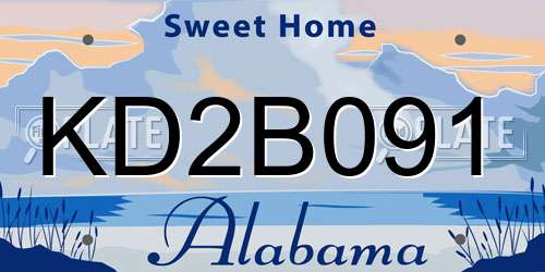 KD2B091 Alabama License Plate