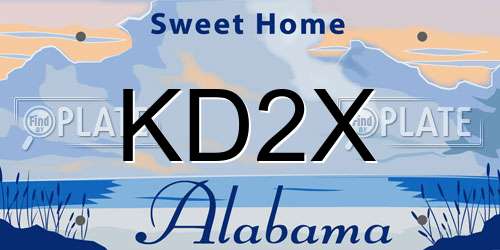KD2X Alabama License Plate