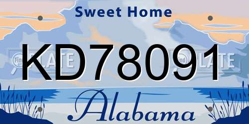 KD78091 Alabama License Plate