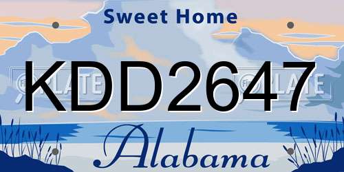 KDD2647 Alabama License Plate