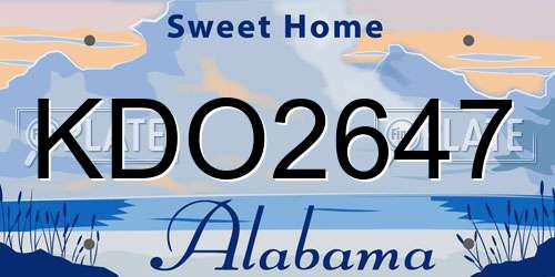 KDO2647 Alabama License Plate