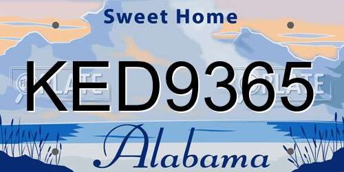 KED9365 Alabama License Plate