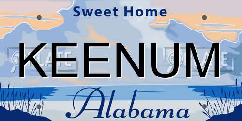 KEENUM Alabama License Plate