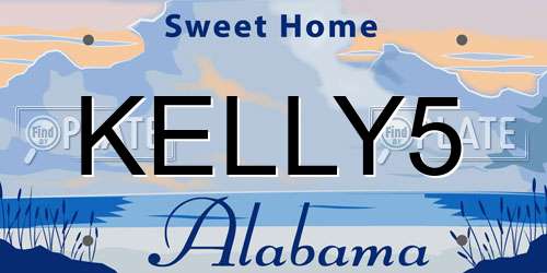 KELLY5 Alabama License Plate