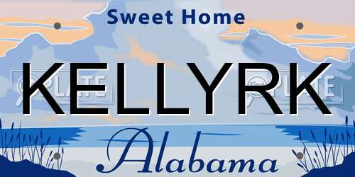 KELLYRK Alabama License Plate