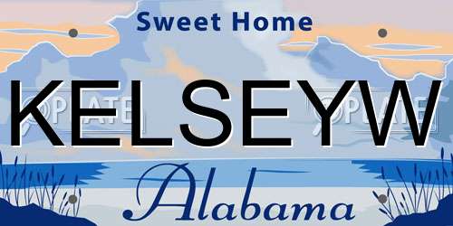 KELSEYW Alabama License Plate