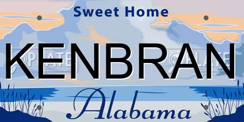 KENBRAN Alabama License Plate