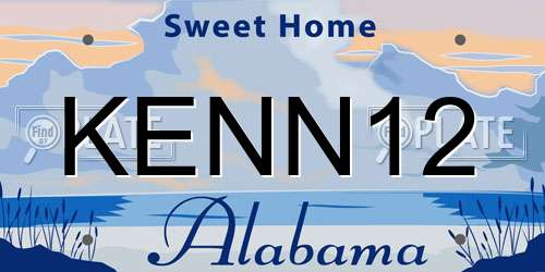KENN12 Alabama License Plate