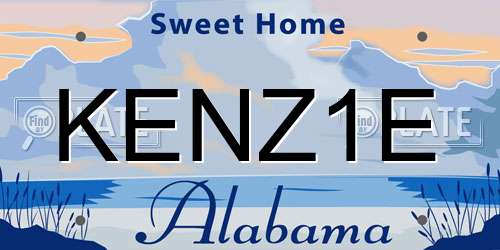 KENZ1E Alabama License Plate