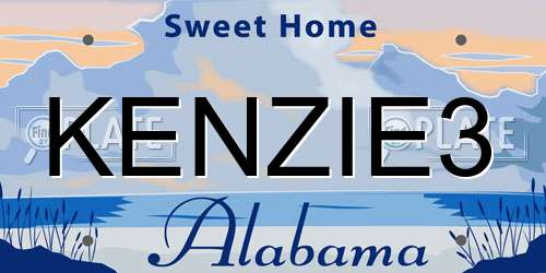 KENZIE3 Alabama License Plate