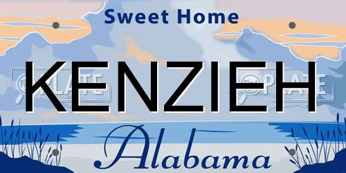 KENZIEH Alabama License Plate