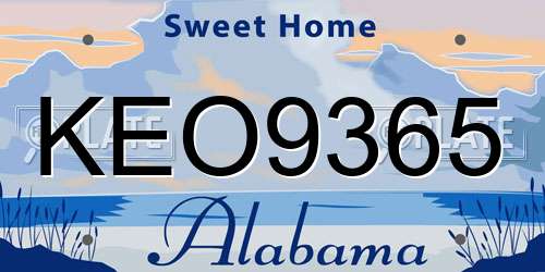 KEO9365 Alabama License Plate