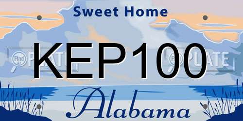 KEP100 Alabama License Plate