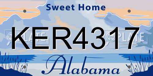 KER4317 Alabama License Plate
