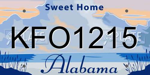 KFO1215 Alabama License Plate