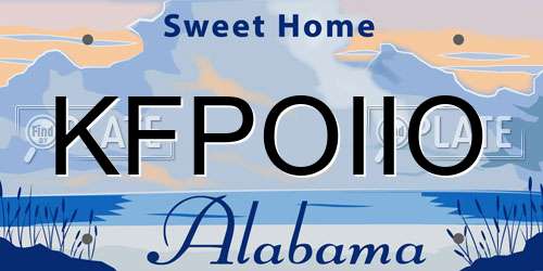 KFPOIIO Alabama License Plate