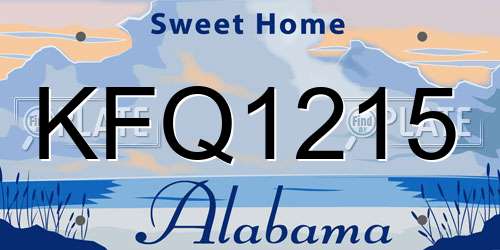 KFQ1215 Alabama License Plate
