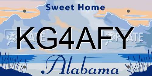 KG4AFY Alabama License Plate