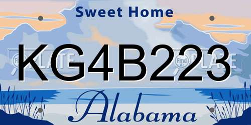 KG4B223 Alabama License Plate
