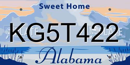 KG5T422 Alabama License Plate