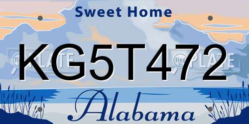 KG5T472 Alabama License Plate
