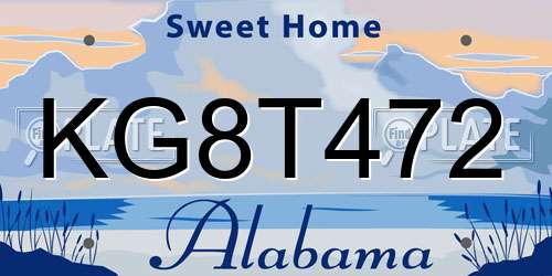 KG8T472 Alabama License Plate