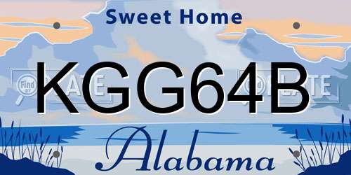 KGG64B Alabama License Plate