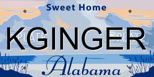 KGINGER Alabama License Plate