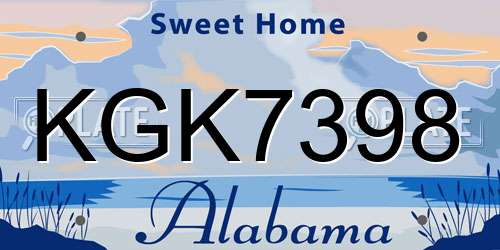 KGK7398 Alabama License Plate