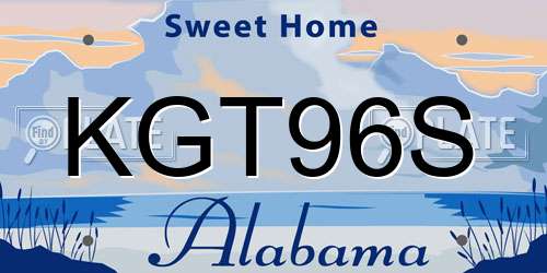 KGT96S Alabama License Plate