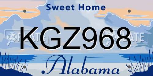 KGZ968 Alabama License Plate
