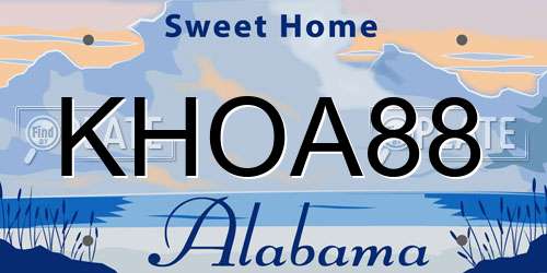 KHOA88 Alabama License Plate