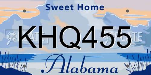 KHQ455 Alabama License Plate
