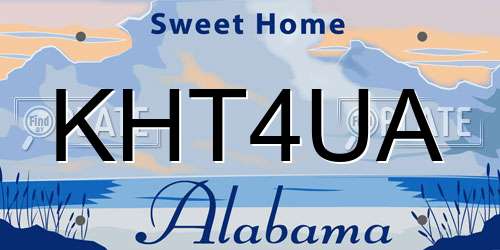KHT4UA Alabama License Plate