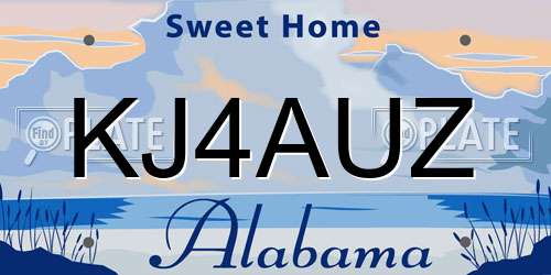 KJ4AUZ Alabama License Plate