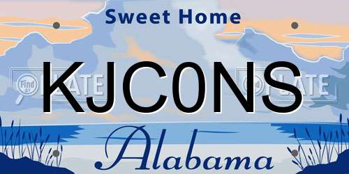 KJC0NS Alabama License Plate